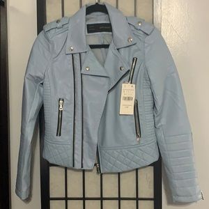 Blue leather jacket